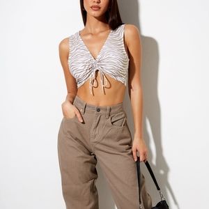 NWT Motel Raeless Zebra Crop